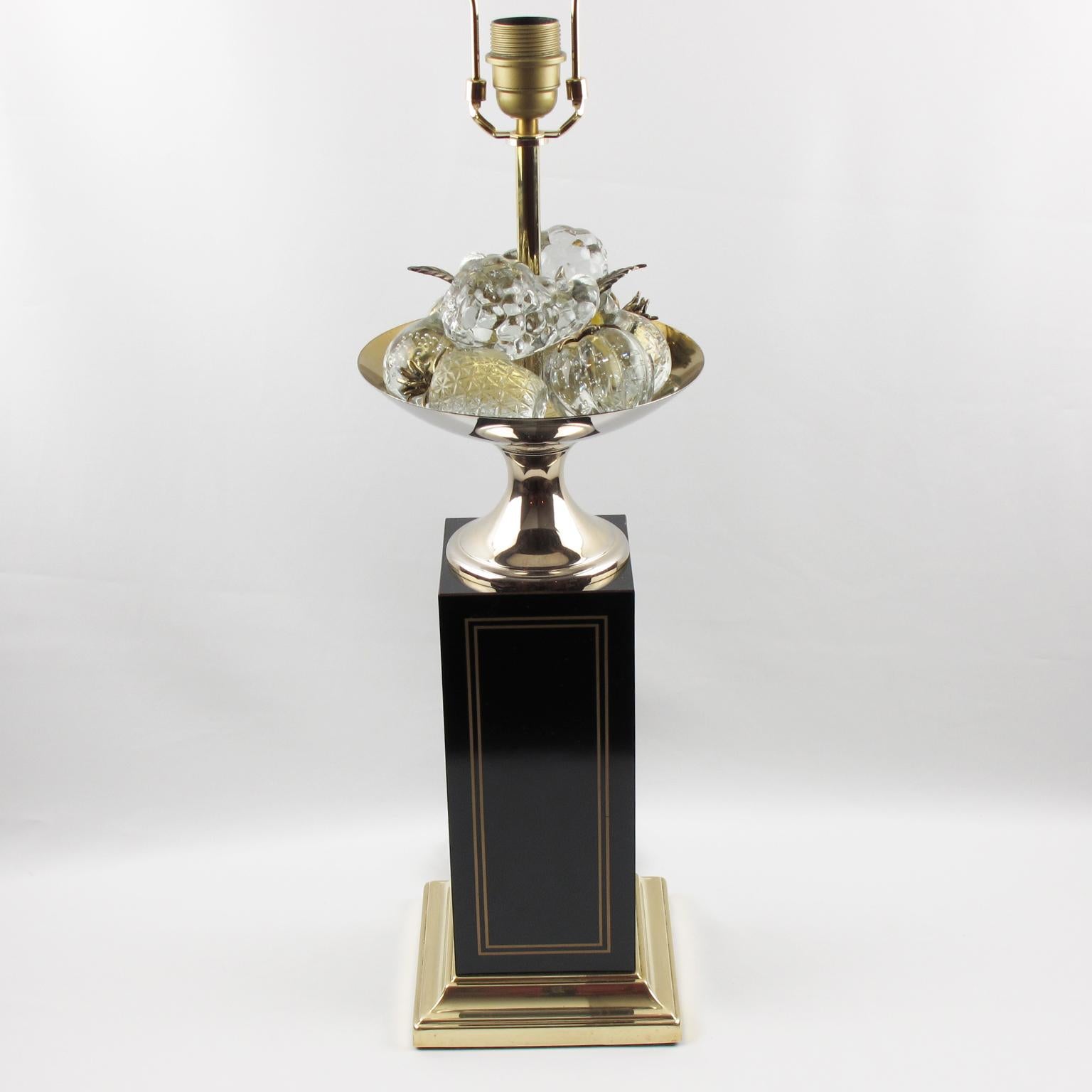 Rare lampe de table en métal doré et cristal de la Maison Charles Paris, vers 1960 Excellent état - En vente à Atlanta, GA