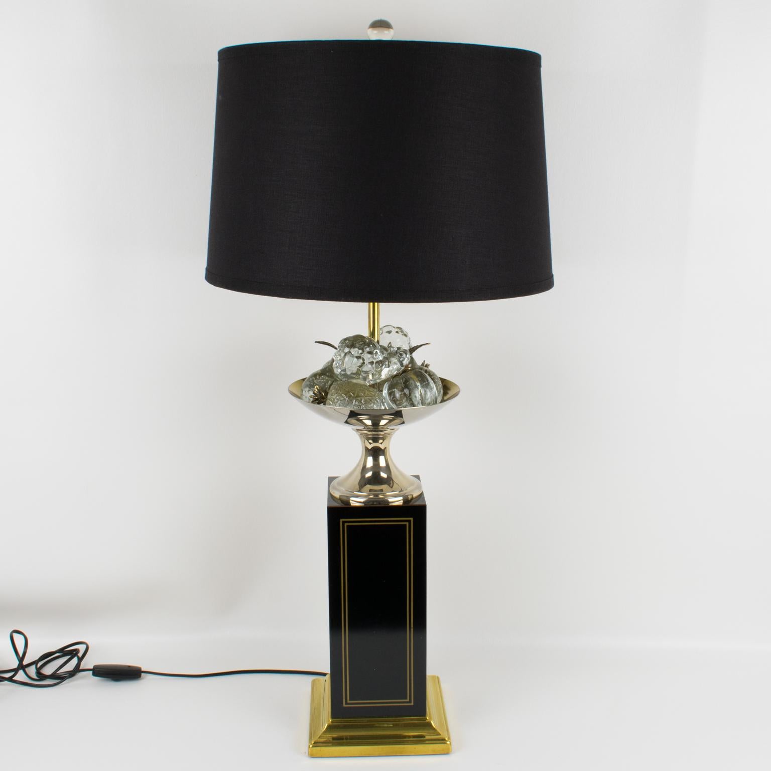 Rare lampe de table en métal doré et cristal de la Maison Charles Paris, vers 1960 en vente 1