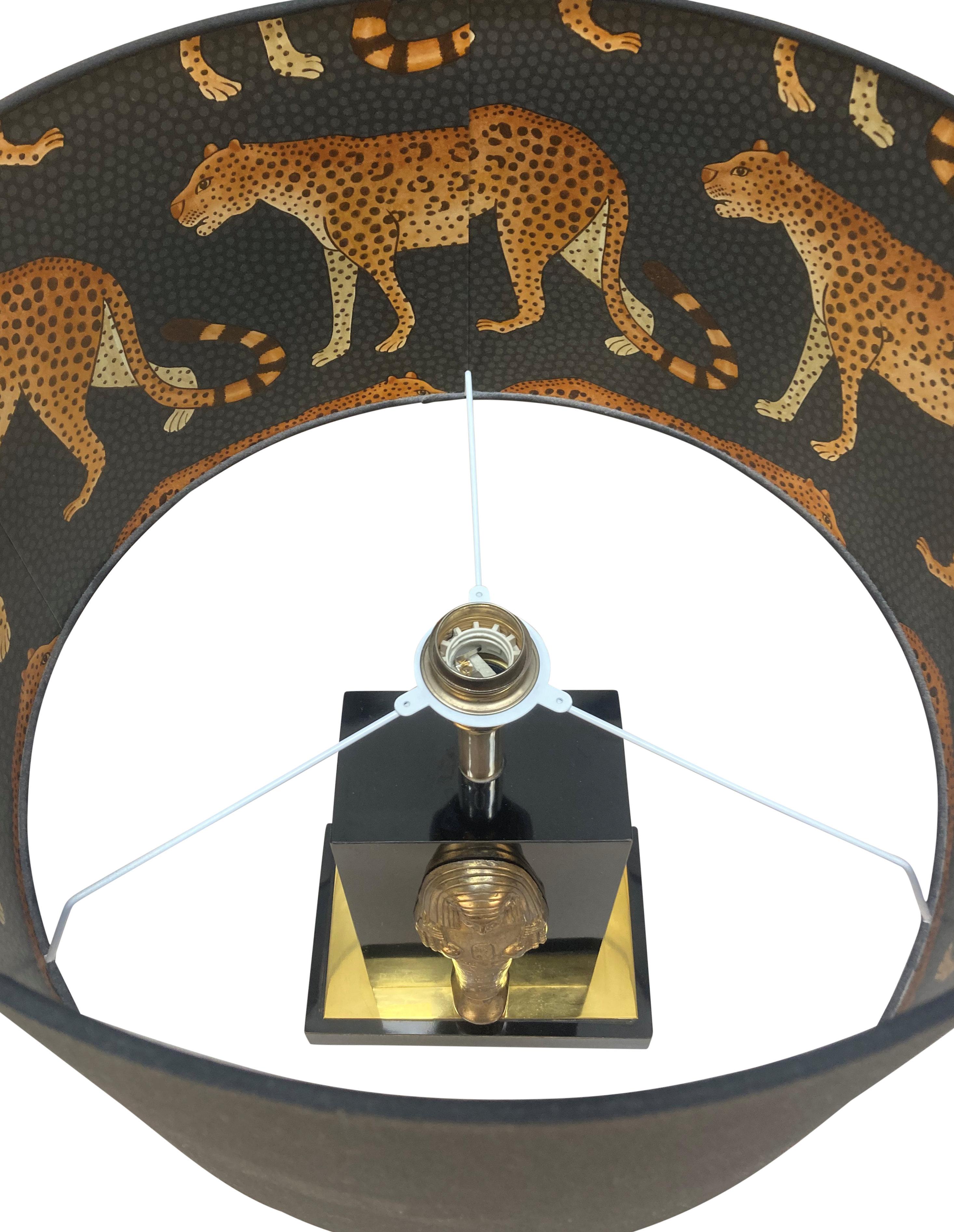Mid-Century Modern Maison Charles Table Lamp With Egyptian Design For Sale