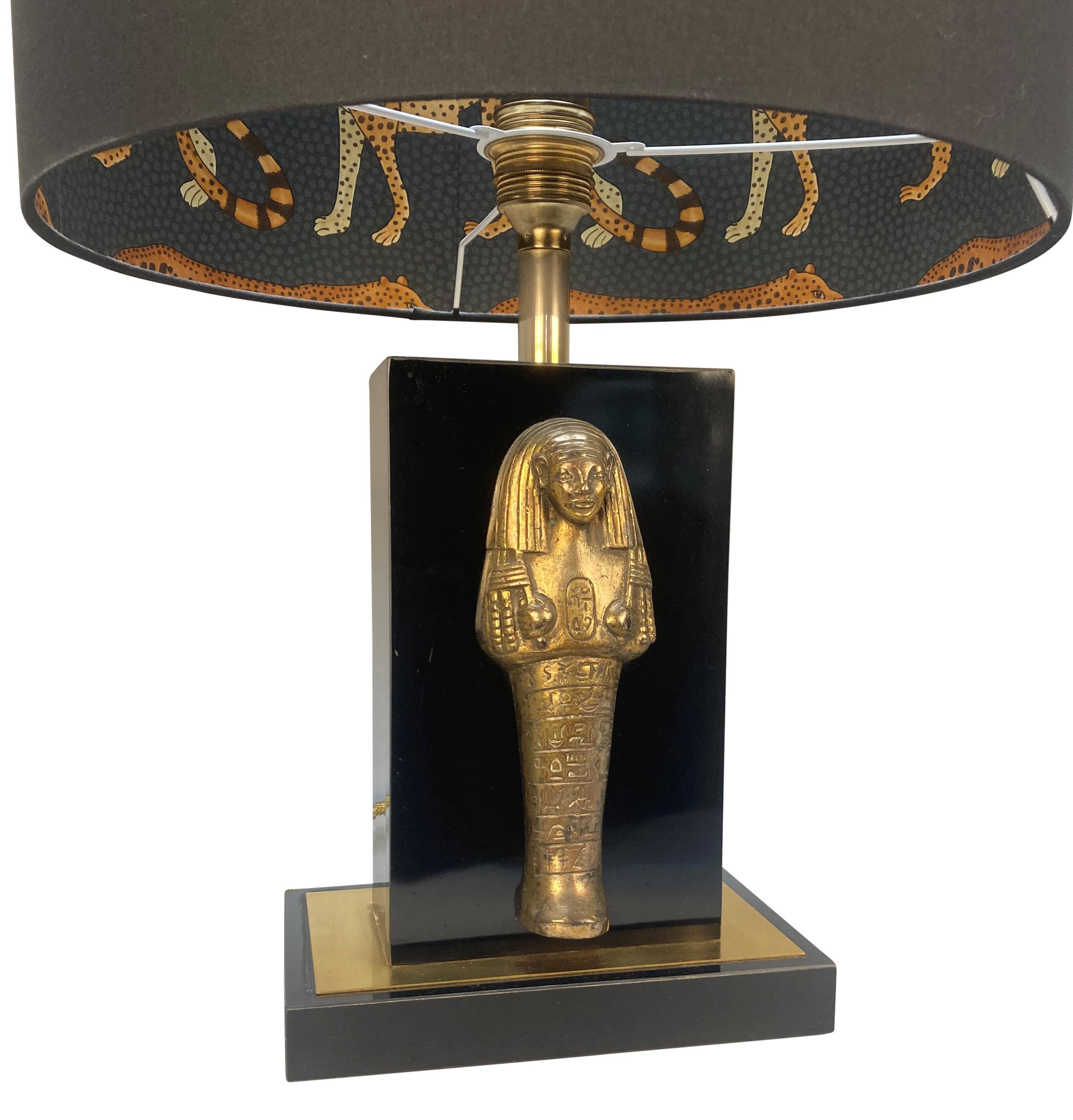French Maison Charles Table Lamp With Egyptian Design For Sale