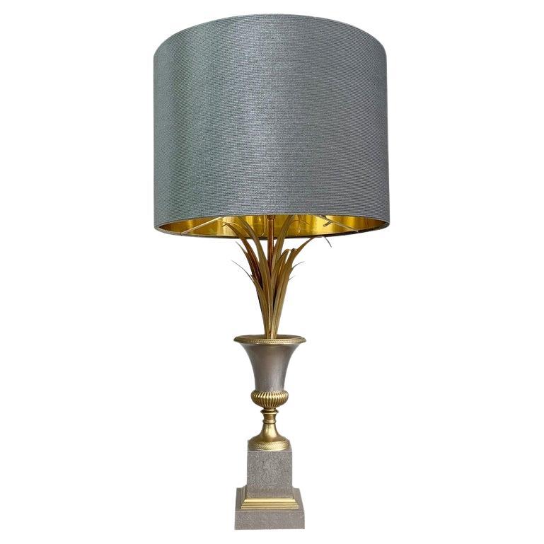 Maison Charles Vase Roseaux Silver and Gold Table Lamp For Sale