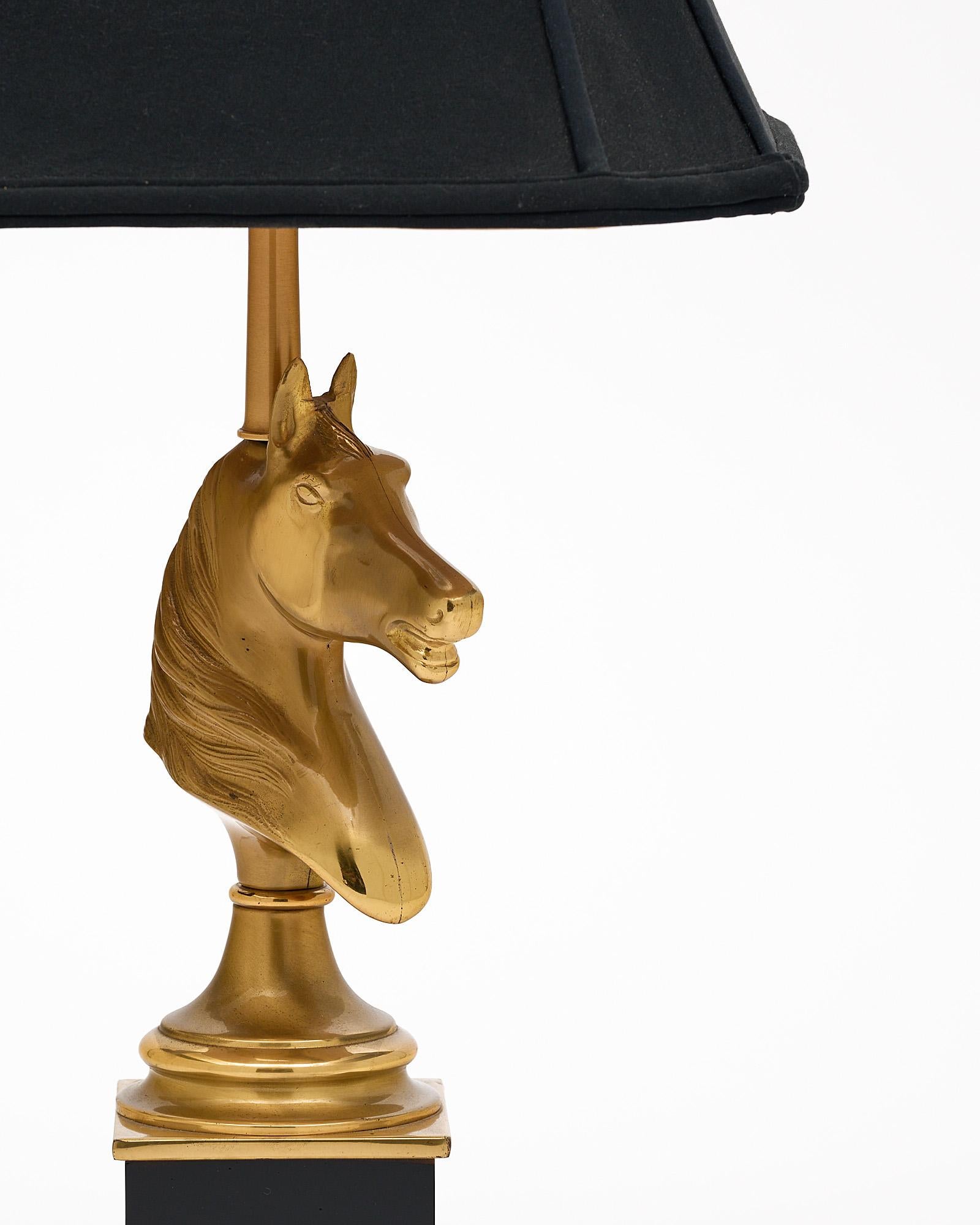 vintage brass horse lamp