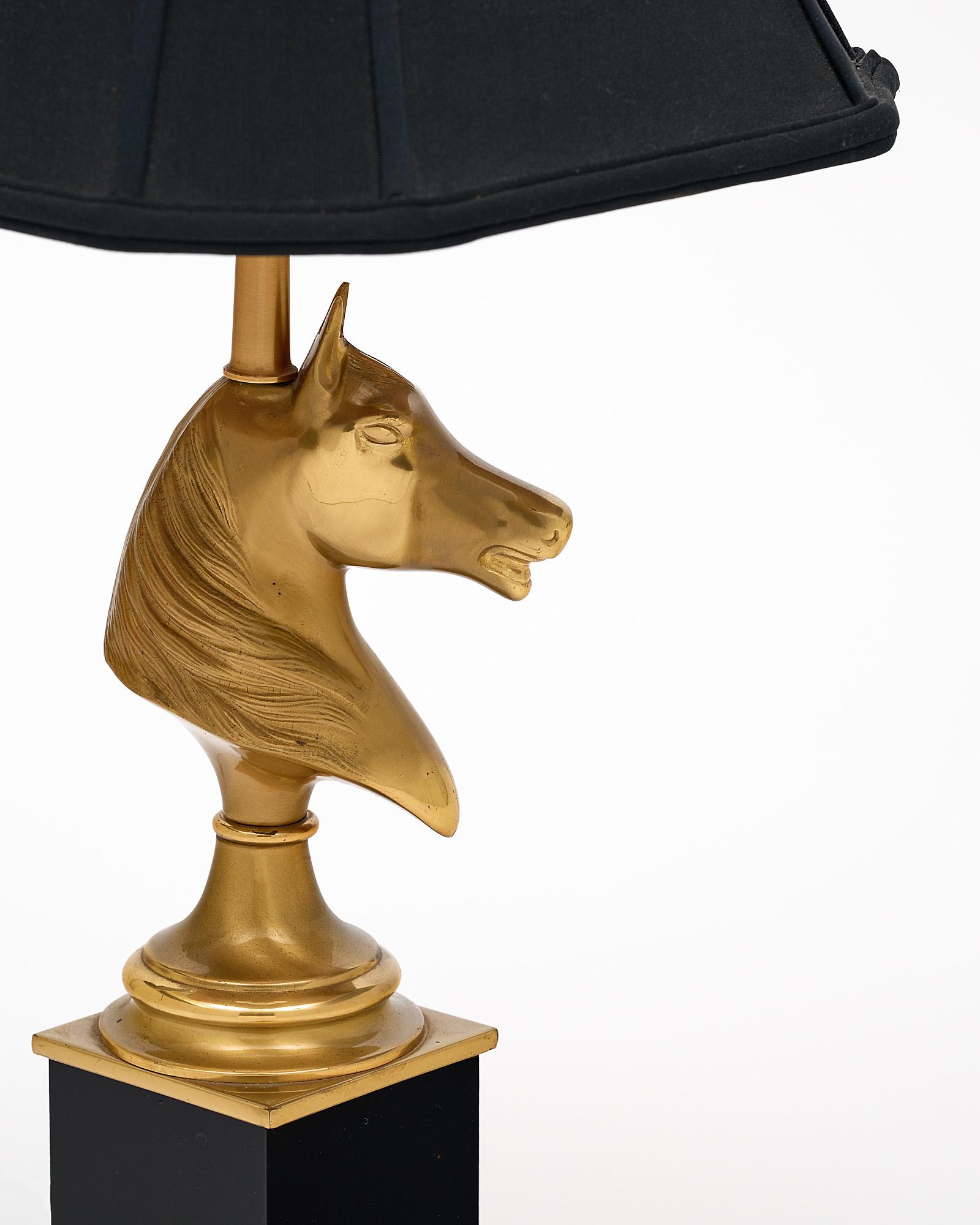 Art Deco Maison Charles Vintage Brass Horse Head Lamp