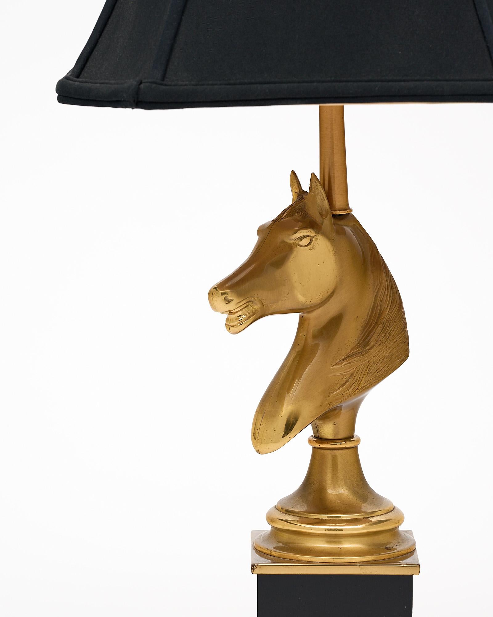 Mid-20th Century Maison Charles Vintage Brass Horse Head Lamp