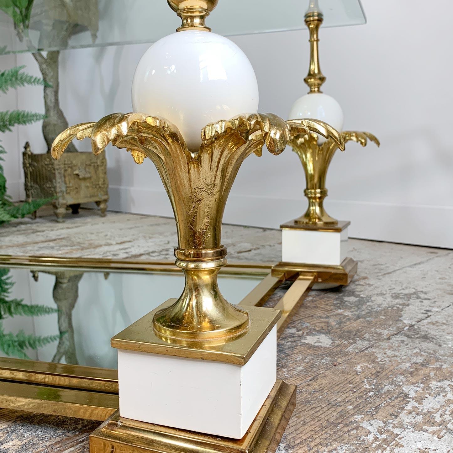 Hollywood Regency Maison Charles Wood and Brass Pineapple Coffee Table