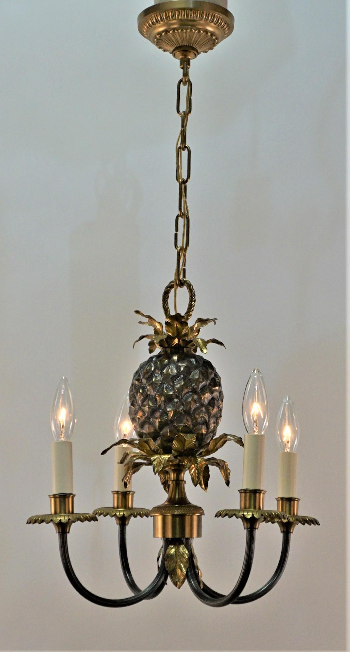 French Maison Charles's Pineapple Bronze Chandelier