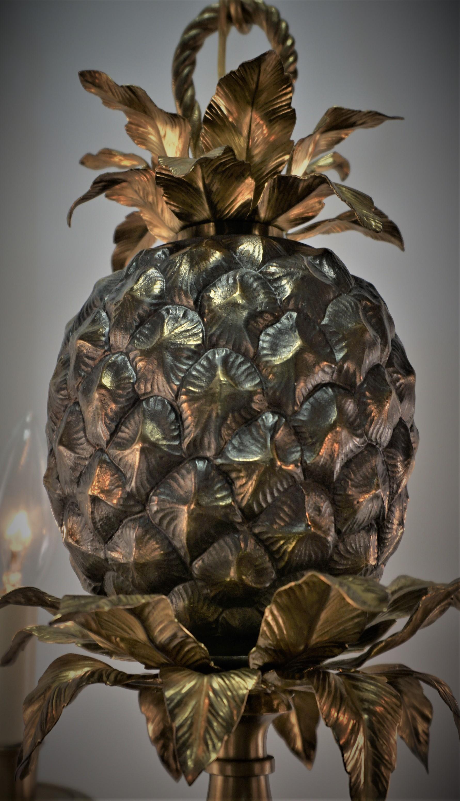 Maison Charles's Pineapple Bronze Chandelier In Good Condition In Fairfax, VA