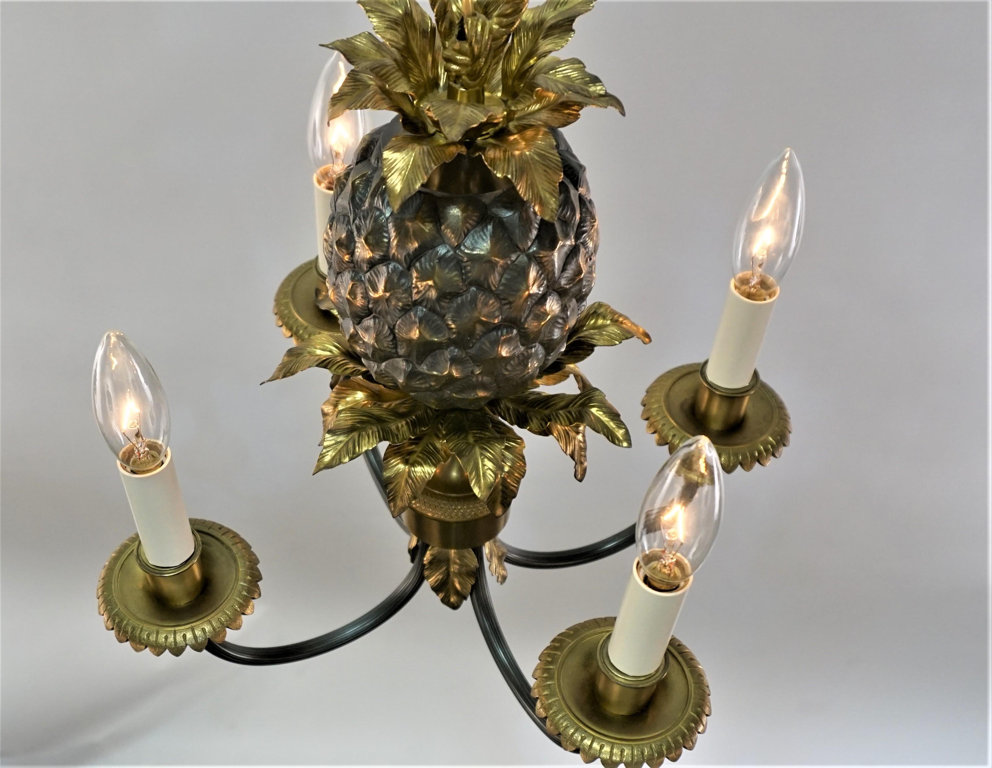 Maison Charles's Pineapple Bronze Chandelier 2