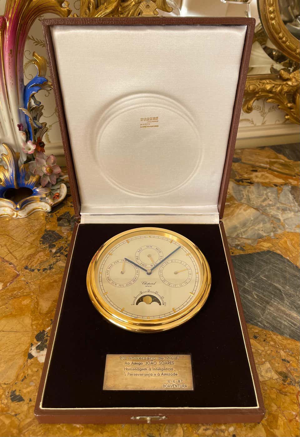 Maison Chopard Genève, Desk Clock in Metal For Sale at 1stDibs