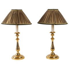 Maison Christofle Pair of Candlesticks Converted in Table Lamps, circa 1890 Maison Christofle Pair of Candlesticks Converted in Table Lamps, circa 1890