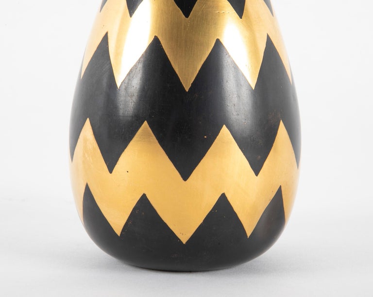 Maison Christofle Chevron/Zig Zag Design in Dinanderie Form Metal Vase Maison Christofle Chevron/Zig Zag Design in Dinanderie Form Metal Vase
