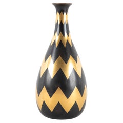 Maison Christofle Vase with Chevron/Zig Zag Design in Dinanderie Form 