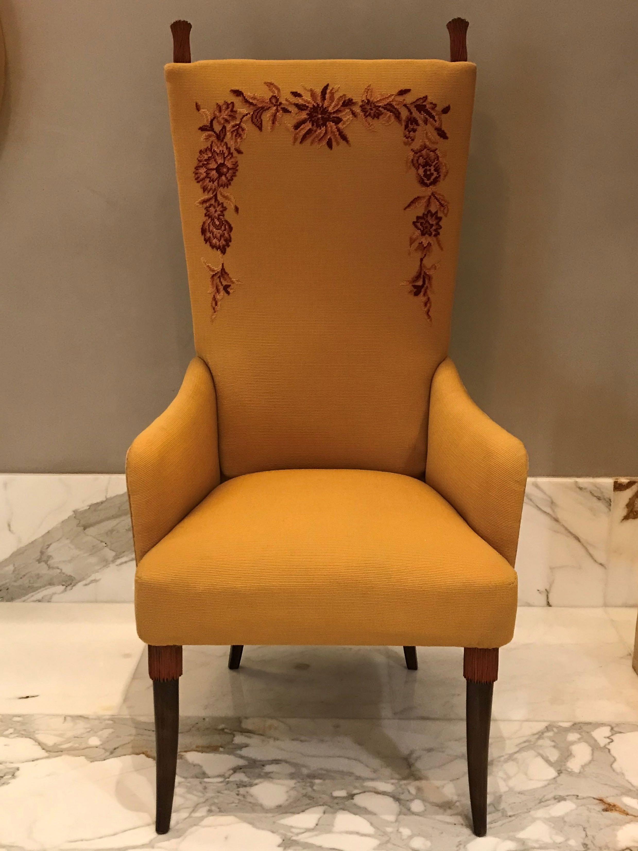 Maison Colli Torino, Stuhl-Set 4: Restauriertes italienisches Design, Bernsteinfarbe (Mitte des 20. Jahrhunderts) im Angebot