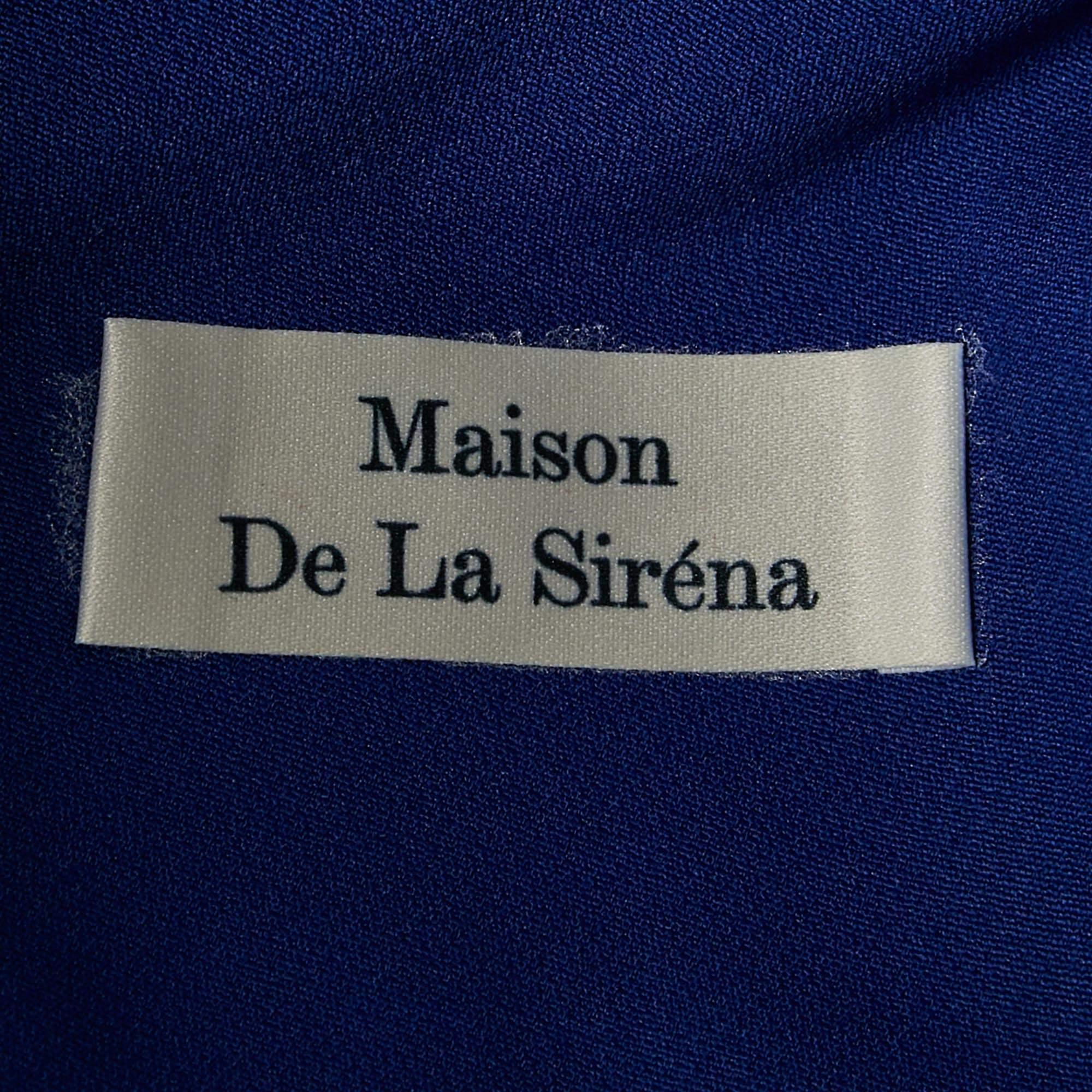 Maison De La Sirena Royal Blue Jersey Draped One-Shoulder Midi Dress S For Sale 2