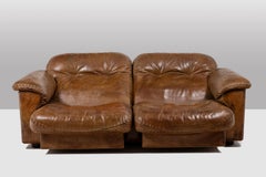 Maison De Sede. Two-seater buffalo leather sofa. 1970s.