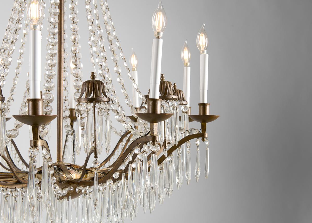 French Maison Delisle, Crystal Chandelier, France, circa 1960 For Sale
