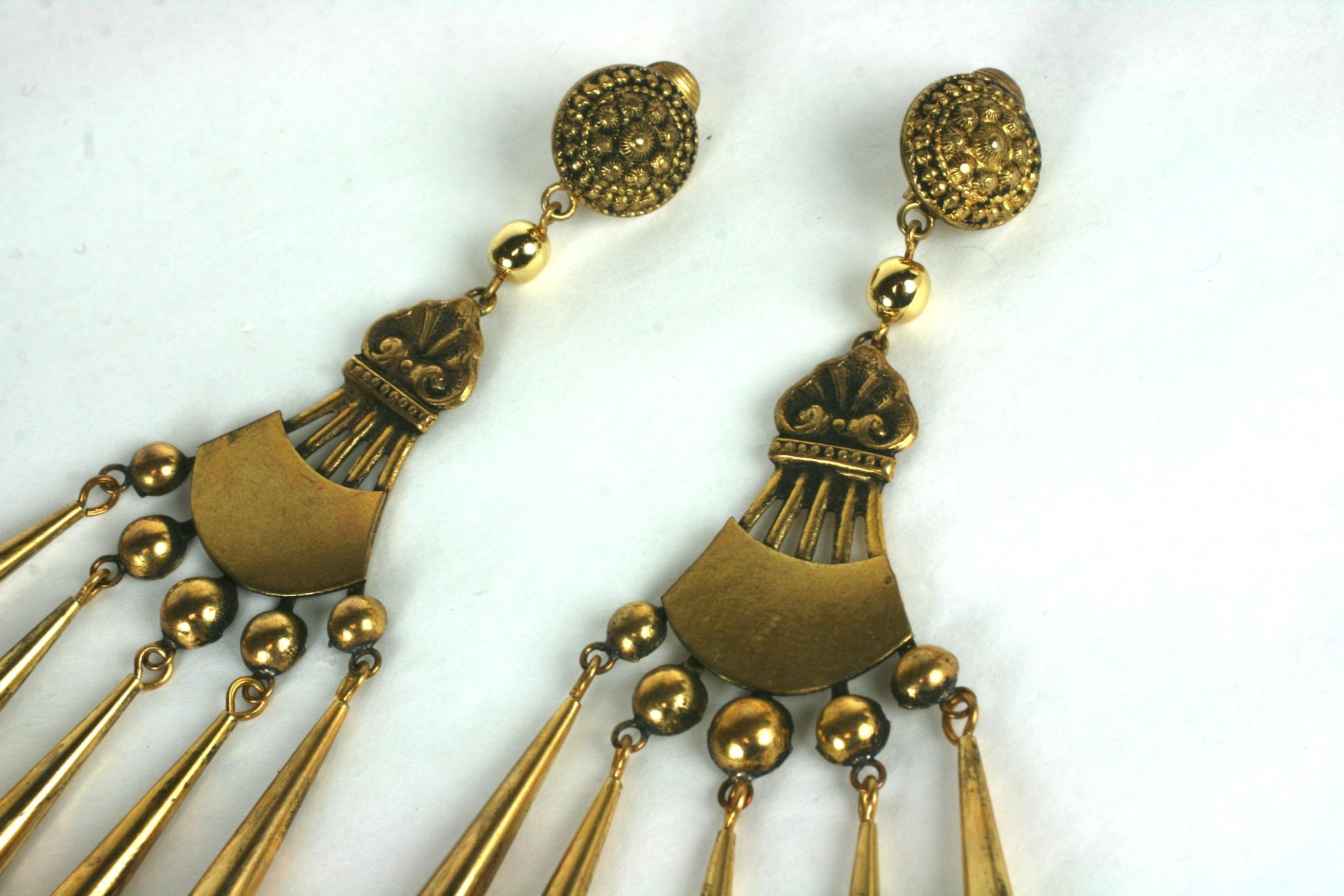 Maison Denez for Yves Saint Laurent African Collection Long Earclips In Excellent Condition For Sale In New York, NY