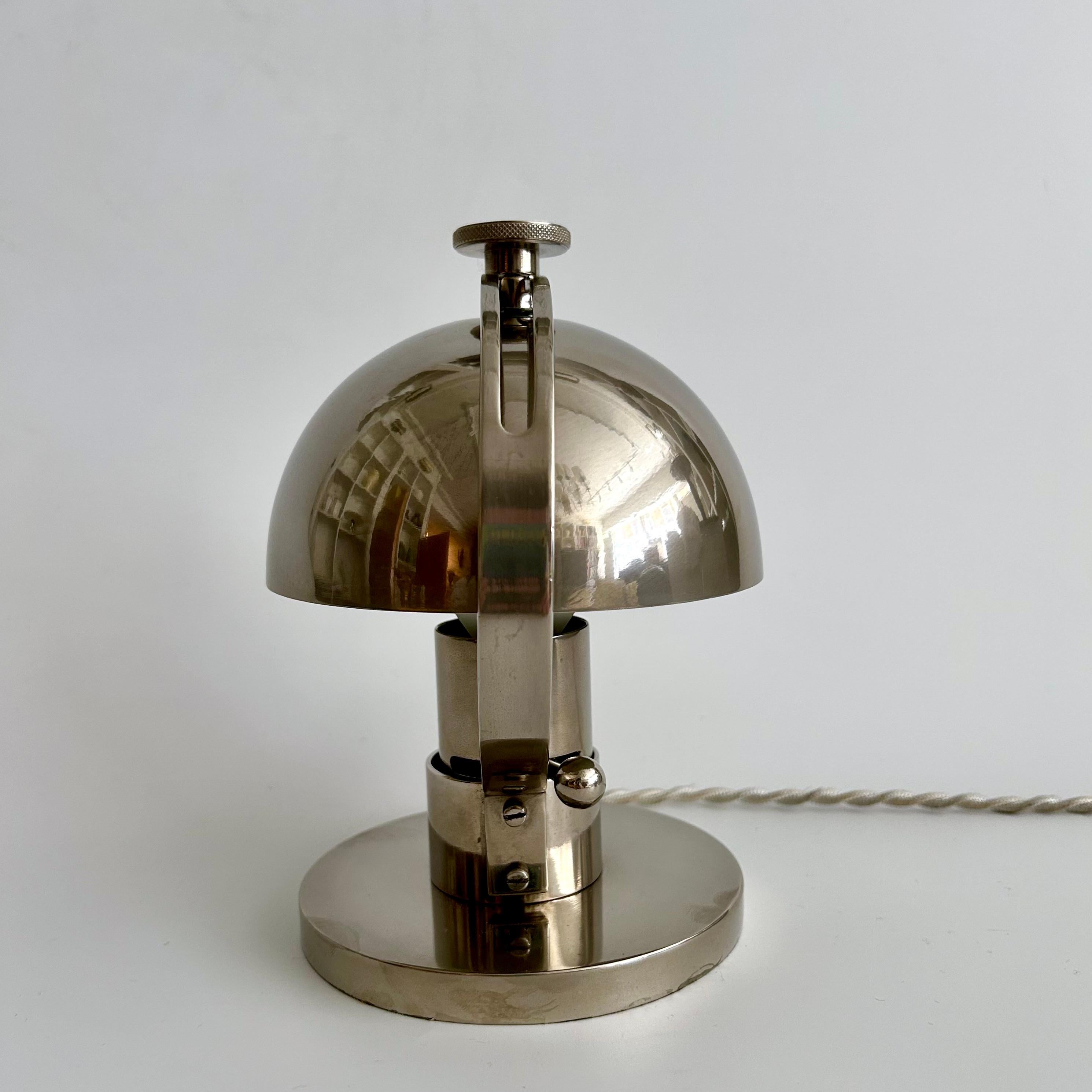 Mid-20th Century Maison Desny Nickel-Plated Table Lamp, Circa 1930 For Sale