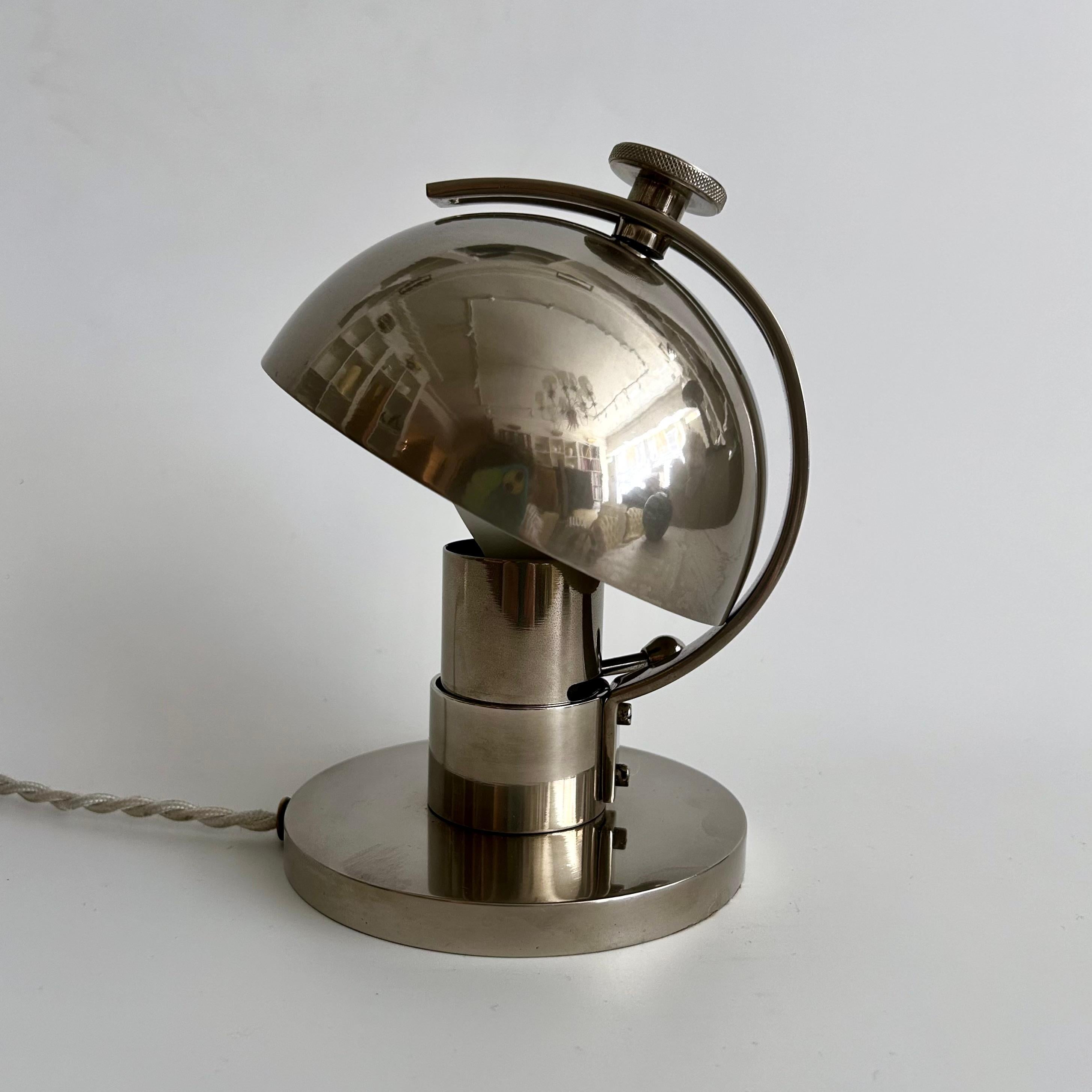 Maison Desny Nickel-Plated Table Lamp, Circa 1930 For Sale 1