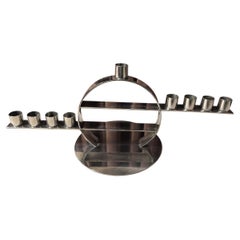 Maison Desny Menorah moderniste en argent rare Art Déco français