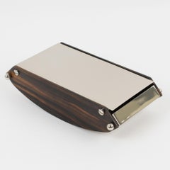 Maison Desny Style Art Deco Macassar Wood and Chrome Metal Box, 1930s
