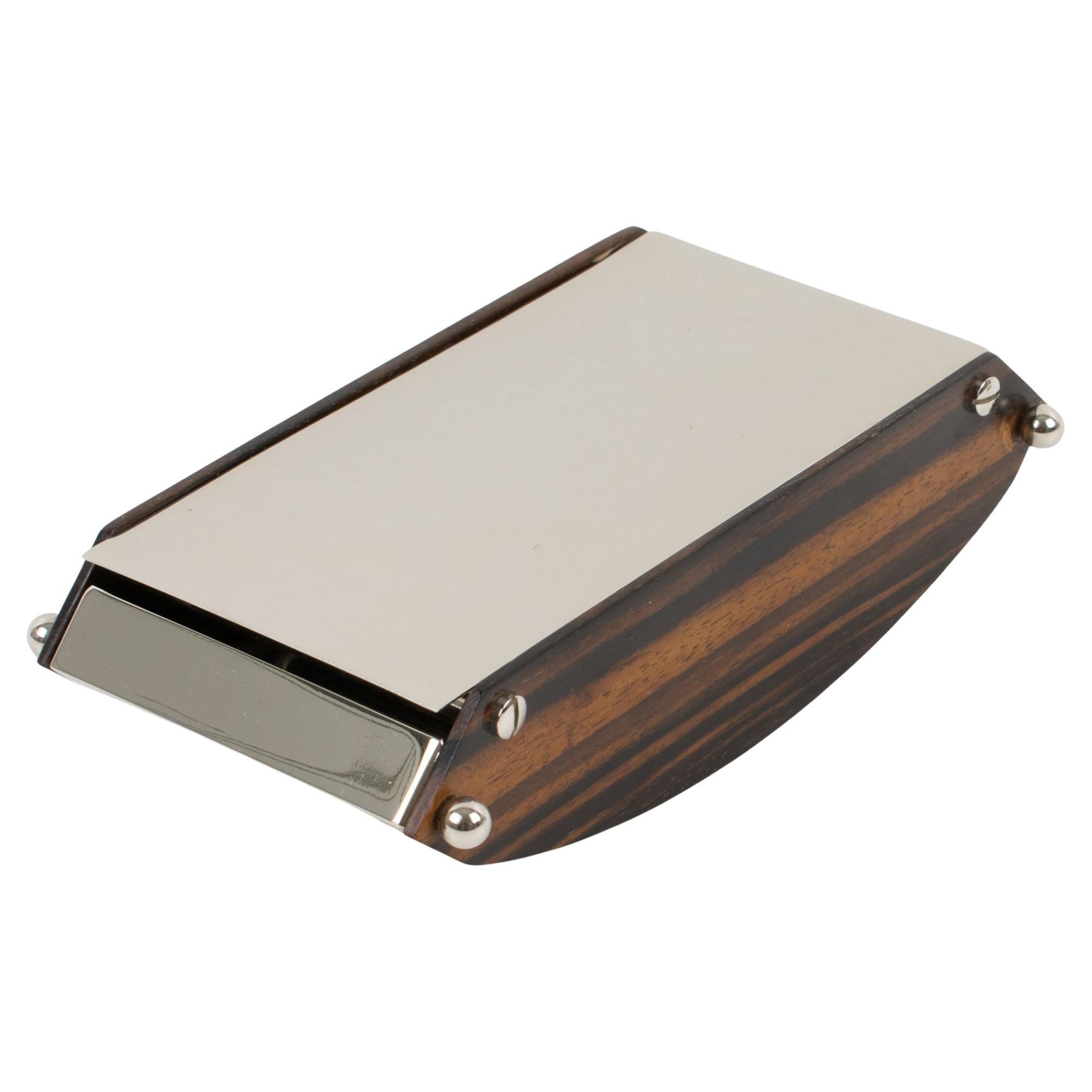 Maison Desny Stil Art Deco Makassar-Holz und Chrom Metall-Box, 1930er Jahre im Angebot