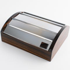 Scatola modernista in stile Art Déco della Maison Desny, legno di Macassar e cromo, circa 1930