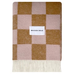 MAISON DEUX Checkerboard Blanket Terra Pink 100% New Zealand Wool