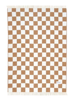 MAISON DEUX Checkerboard Blanket Terra White 100% New Zealand Wool