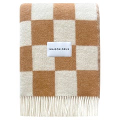 MAISON DEUX Checkerboard Blanket Terra White 100% New Zealand Wool