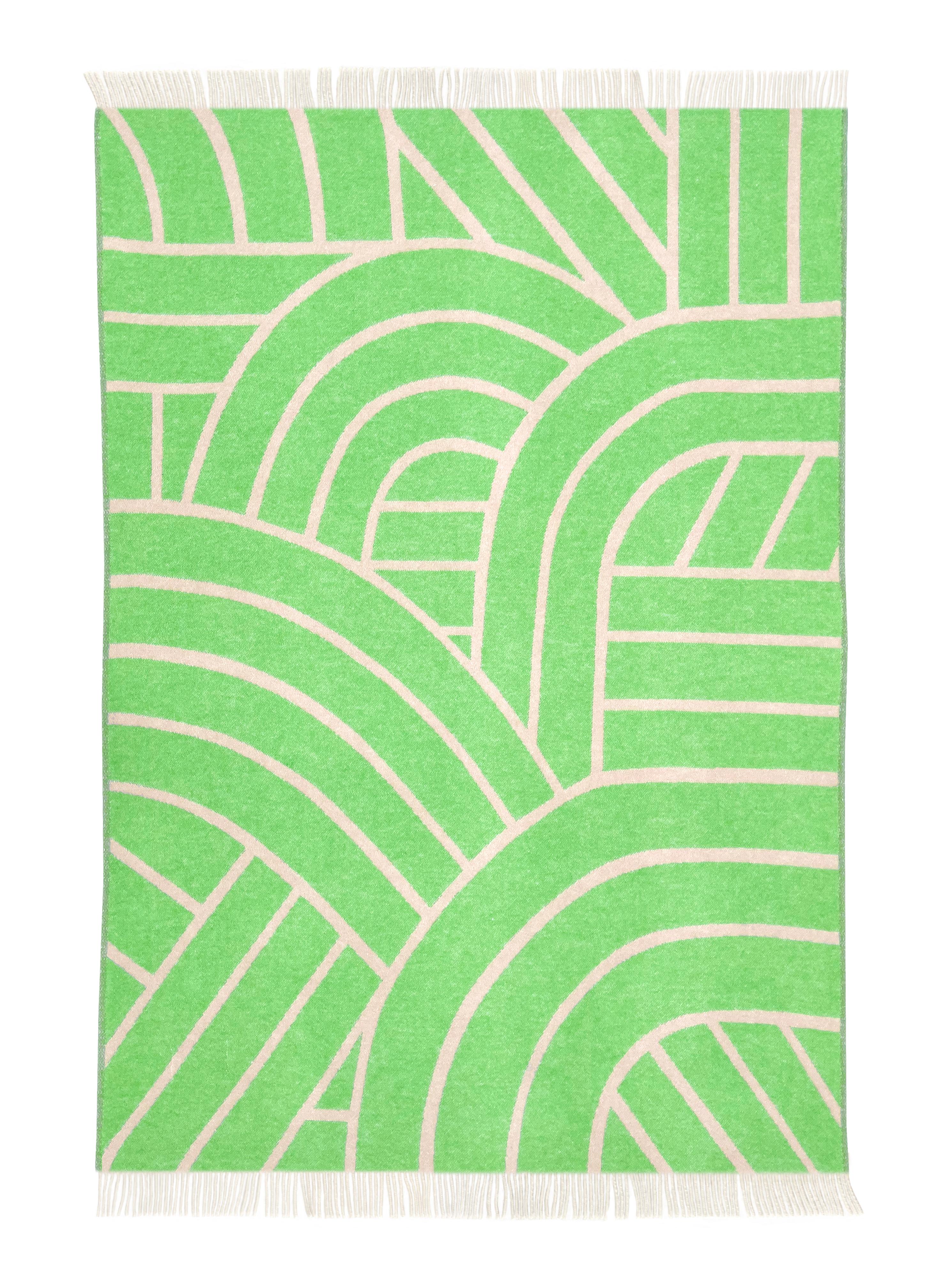 Bauhaus MAISON DEUX Lines Blanket Pink Apple 100% New Zealand Wool For Sale