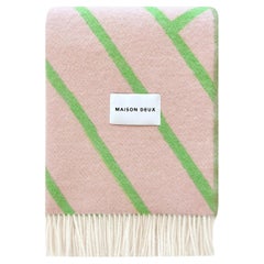 MAISON DEUX Lines Blanket Pink Apple 100% New Zealand Wool