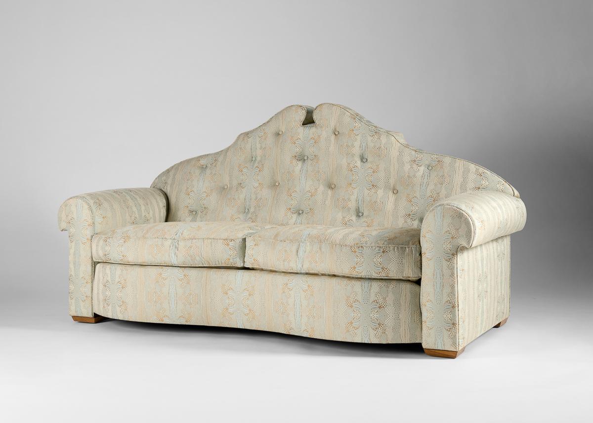 Maison Dolt, Pierre Dariel, gepolstertes Sofa mit hoher Rückenlehne, Frankreich, um 1938 (Französisch) im Angebot