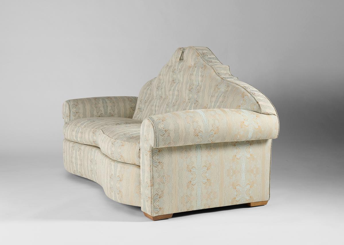 Maison Dolt, Pierre Dariel, gepolstertes Sofa mit hoher Rückenlehne, Frankreich, um 1938 (Polster) im Angebot