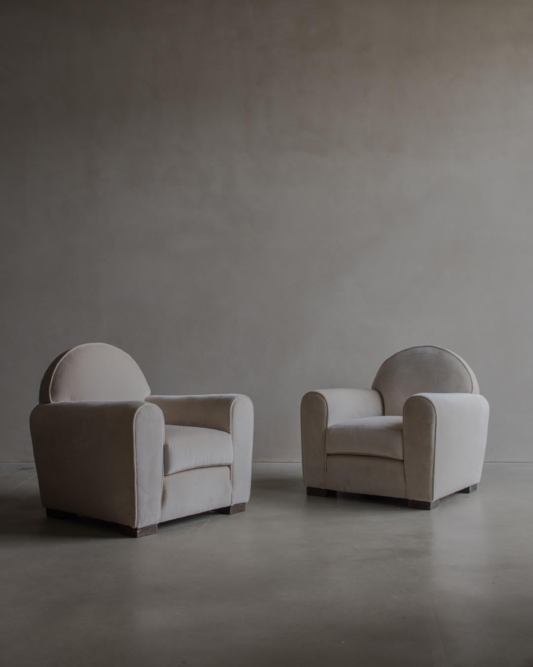 Metà XX secolo Maison Dominique - André Domin Marcel Genevrière - Coppia di poltrone Circa 1940 in vendita