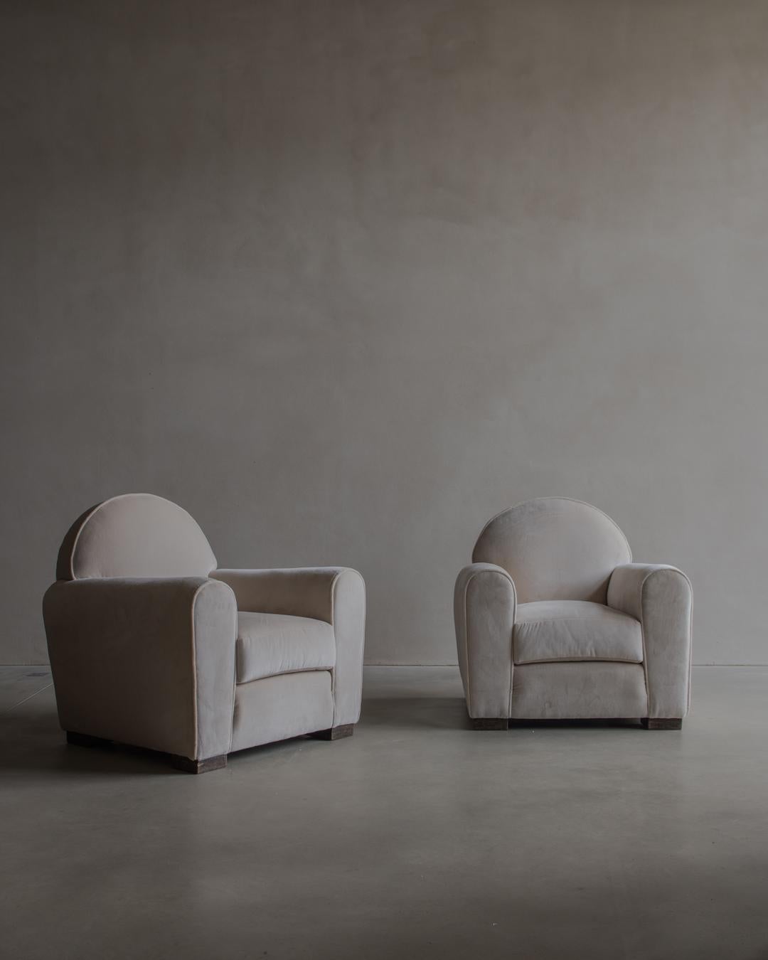 Mohair Maison Dominique - André Domin Marcel Genevrière - Coppia di poltrone Circa 1940 in vendita