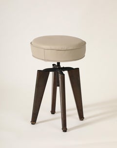 Clemenceau Stool by Domin & Geneviere, Metal & Leather, France, 1957