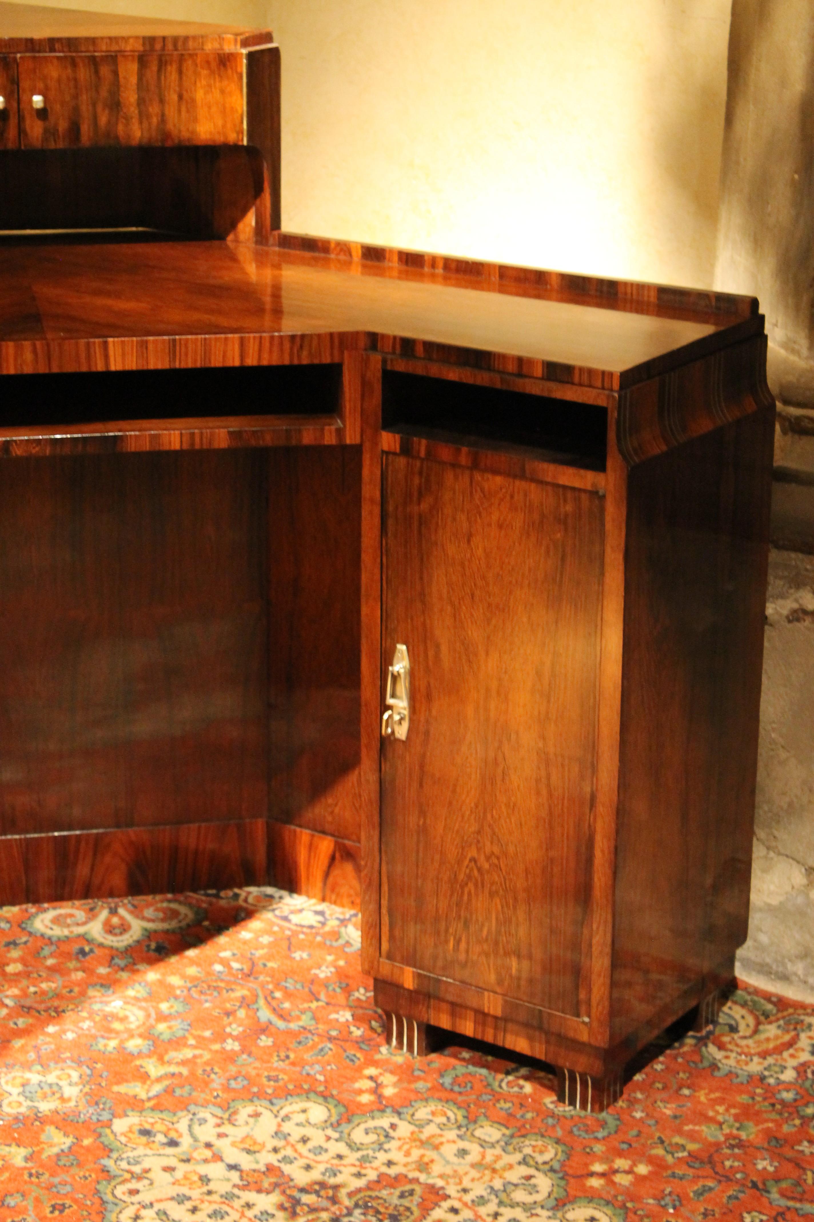 Maison Dominique Domin, Genevriére Art Deco Veneer Writing Desk or Vanity Table For Sale 1