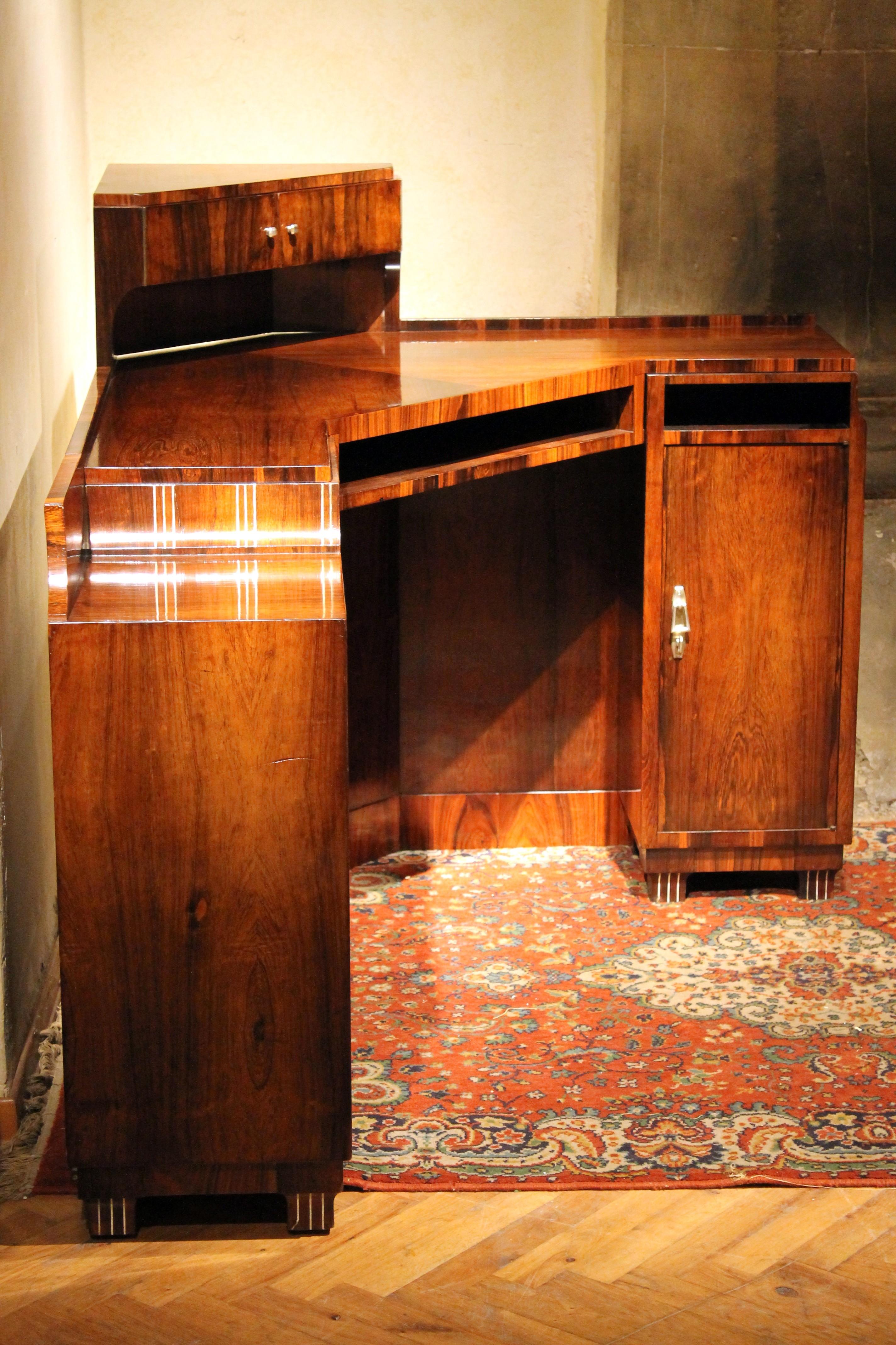 Maison Dominique Domin, Genevriére Art Deco Furnier-Schreibtisch oder Waschtisch im Angebot 9