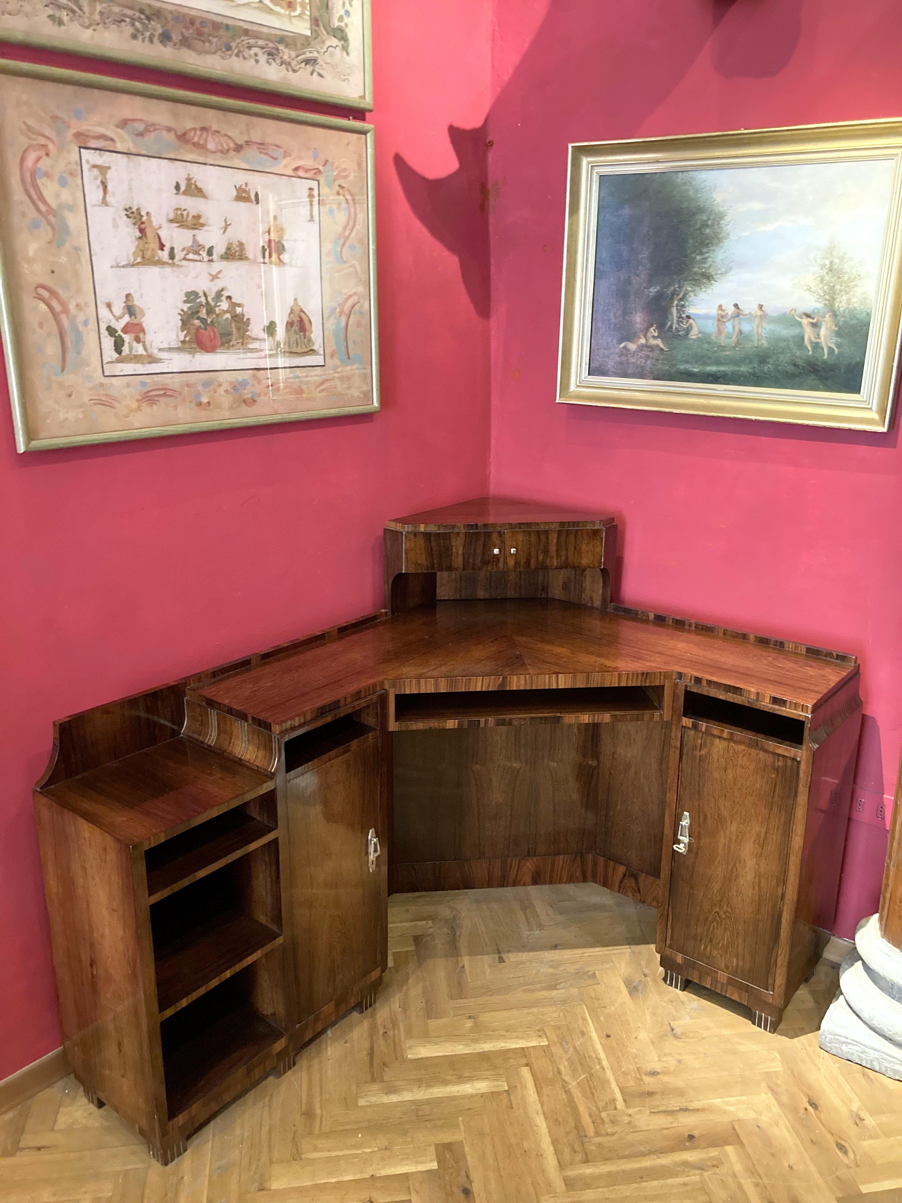 Maison Dominique Domin, Genevriére Art Deco Veneer Writing Desk or Vanity Table For Sale 10