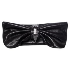Maison Du Posh, black leather butterfly clutch