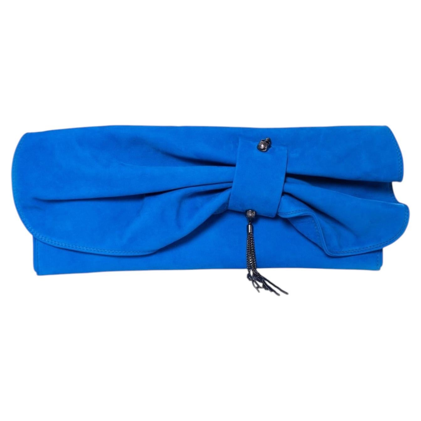 Maison Du Posh, pochette in pelle blu in vendita