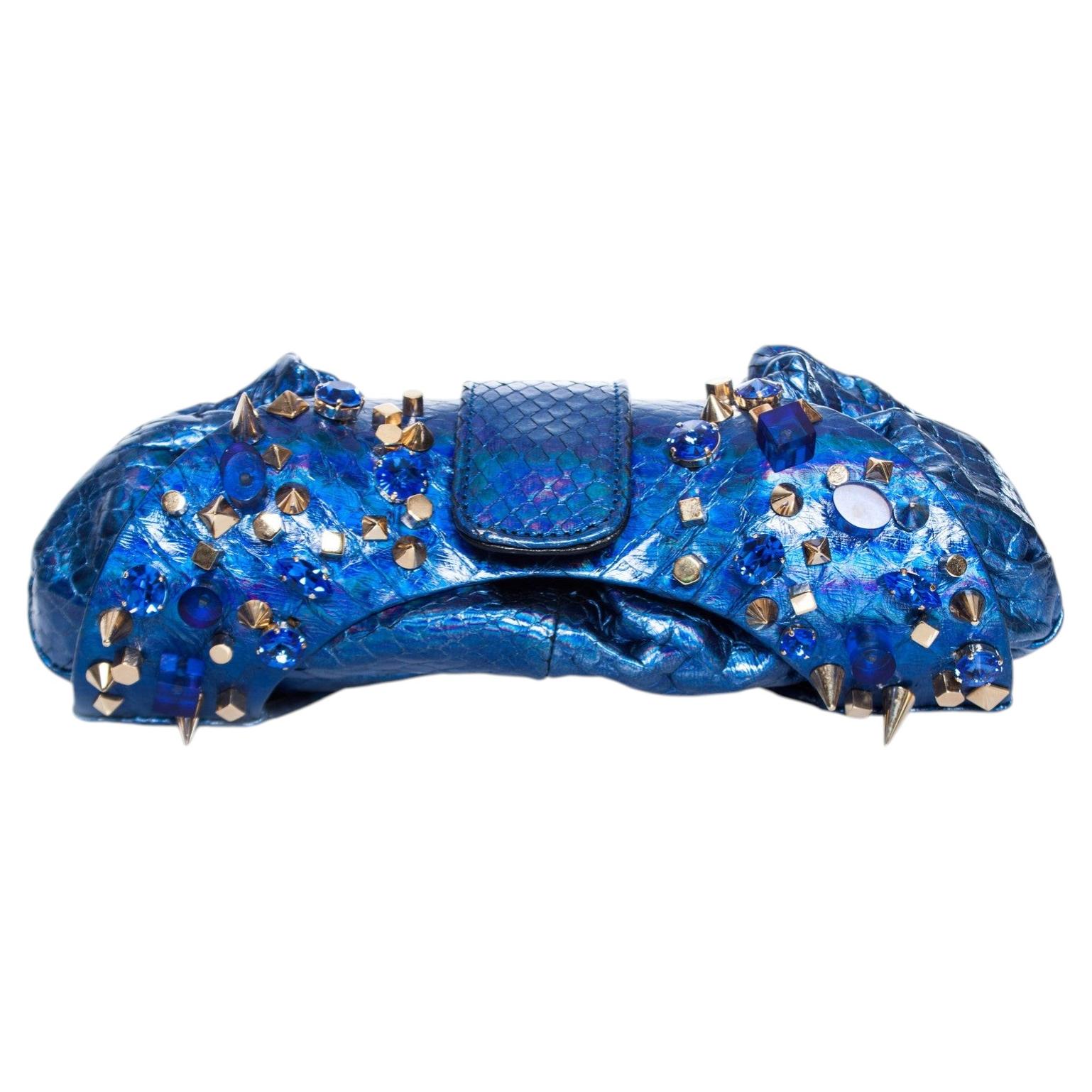 Maison Du Posh, Marsupio in pelle di serpente blu