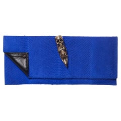 Maison Du Posh, clutch in Electric Blue snakeskin.