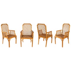 Vintage Maison et Jardin Set of 4 Armchairs in Beechwood, 1970s