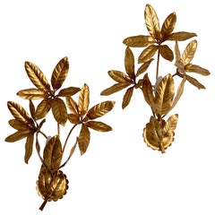 Maison Flor Art Gilt Flower Wall Lights, circa 1970s