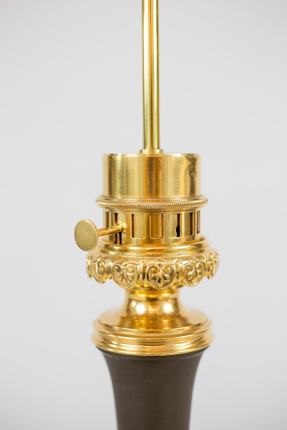 Gilt Maison Gagneau, Pair of Louis XVI Style Lamps, circa 1880 For Sale