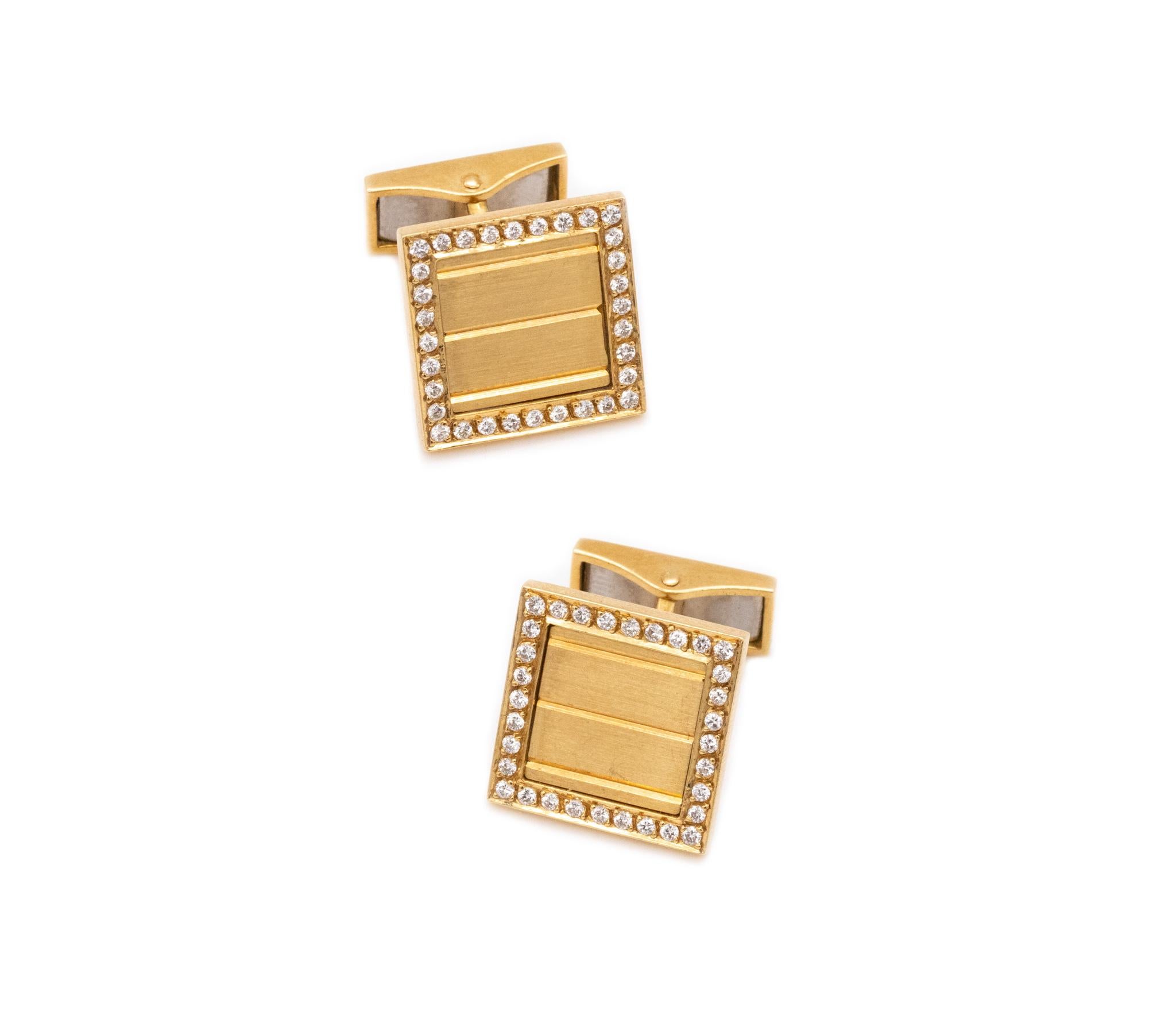 Pair of cufflinks designed by Maison Gerard. 

Rare pieces made in Paris France by one of the most exclusive Parisian jewelry houses. These gorgeous pieces are crafted in solid 18 karats yellow gold and are suited, with a mechanical security T