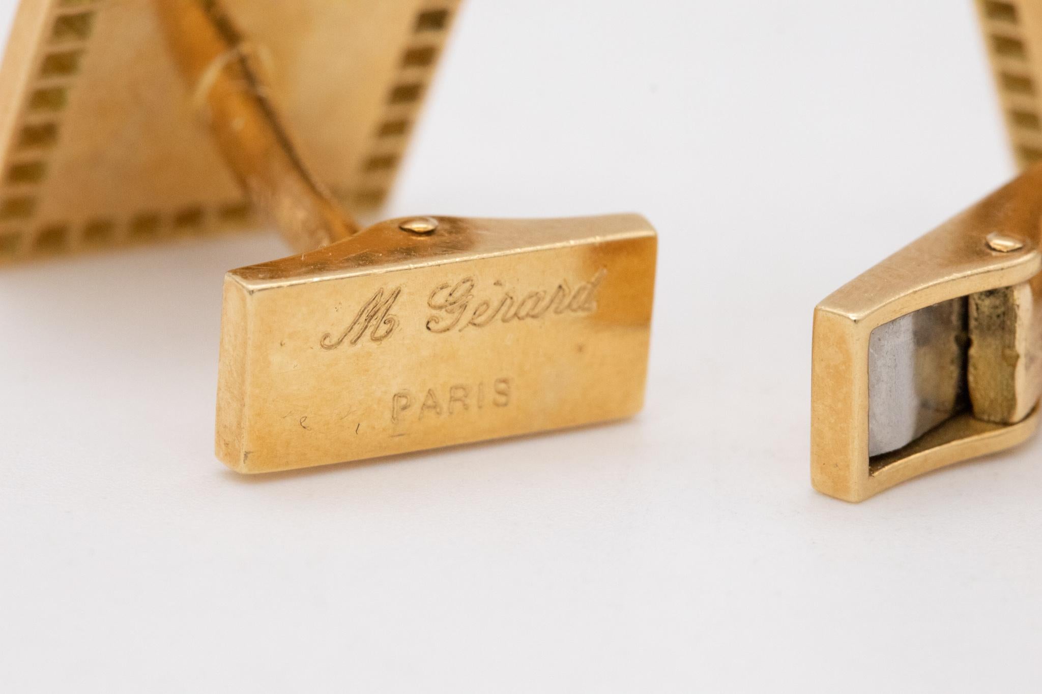 Brilliant Cut Maison Gerard 1970 Paris 18Kt Yellow Gold Cufflinks With 1.28 Cts Of VS Diamonds