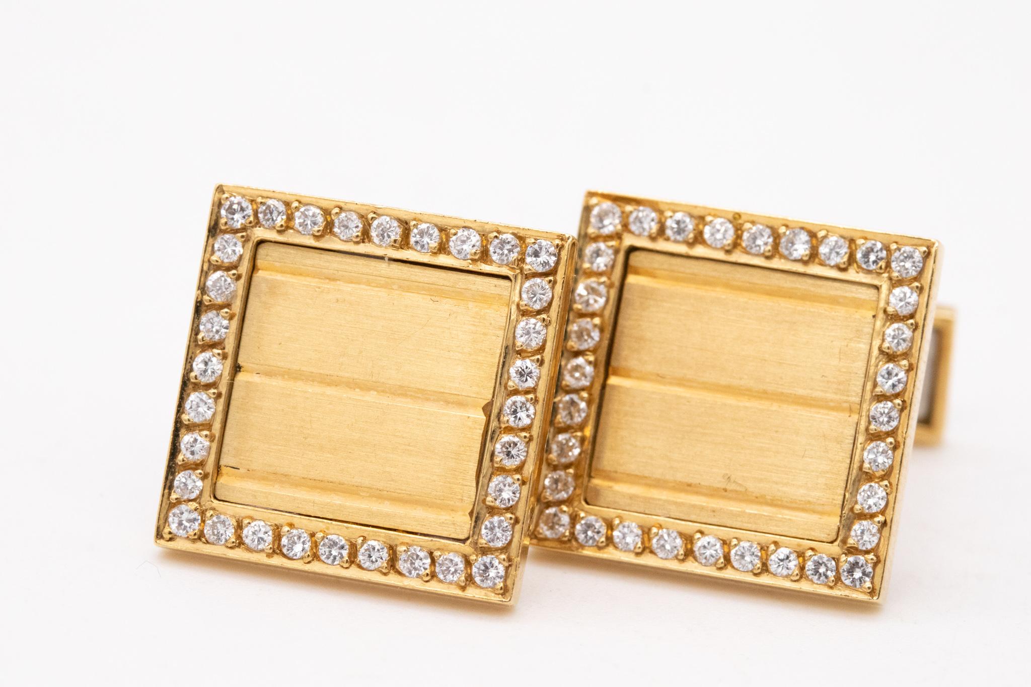 Men's Maison Gerard 1970 Paris 18Kt Yellow Gold Cufflinks With 1.28 Cts Of VS Diamonds
